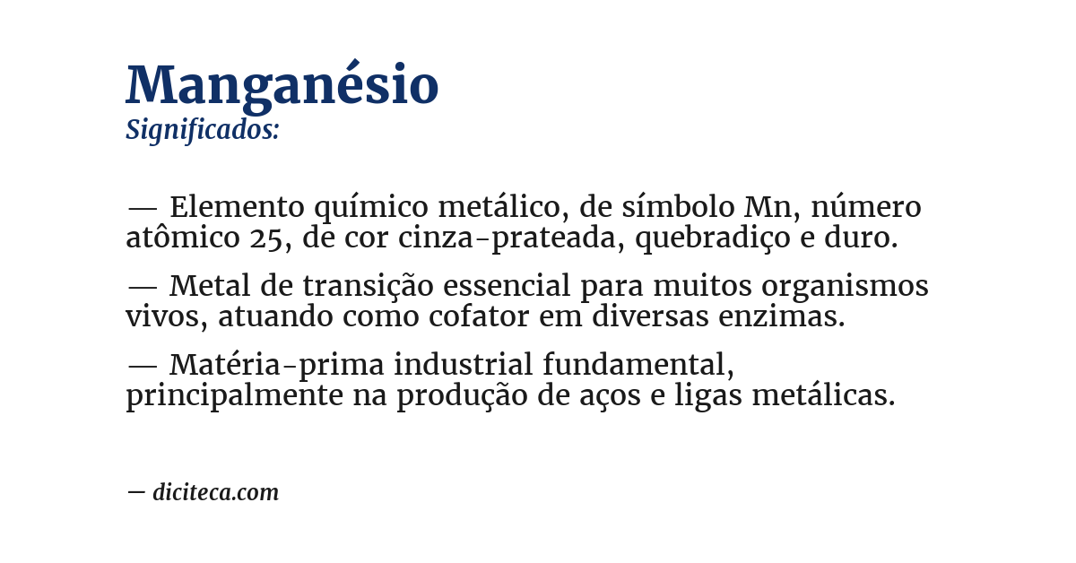 Significado de manganésio