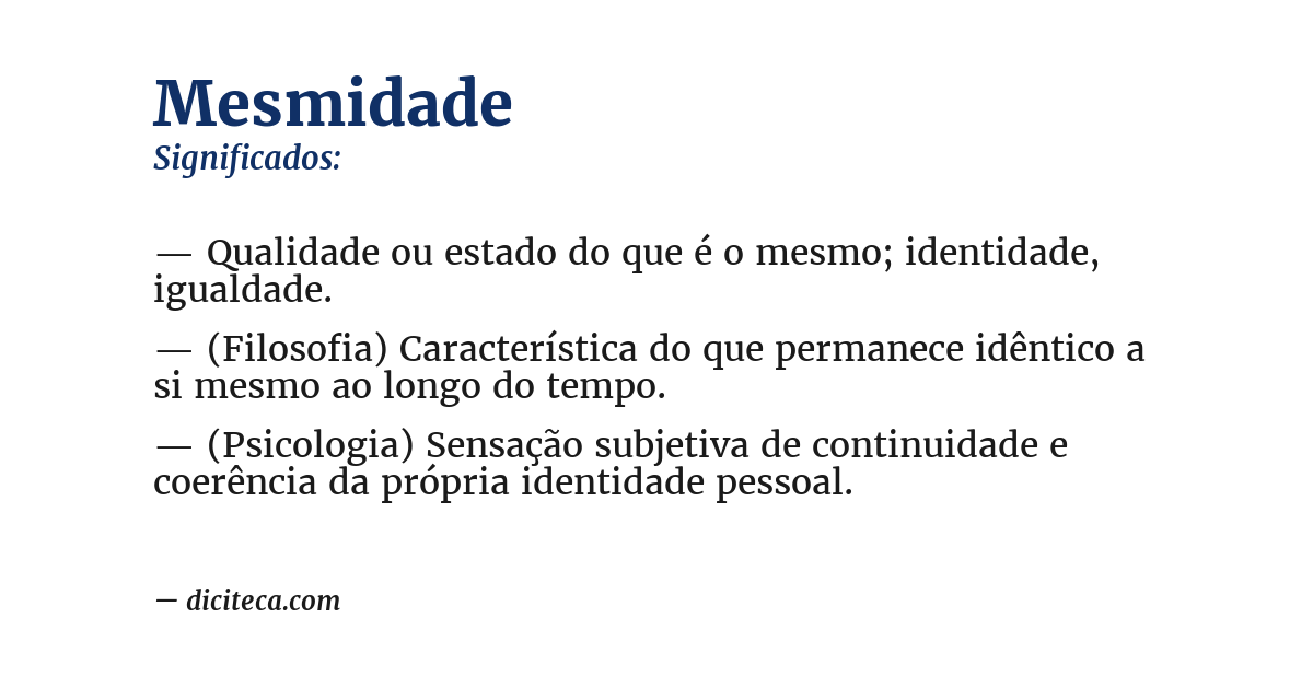 Significado de mesmidade