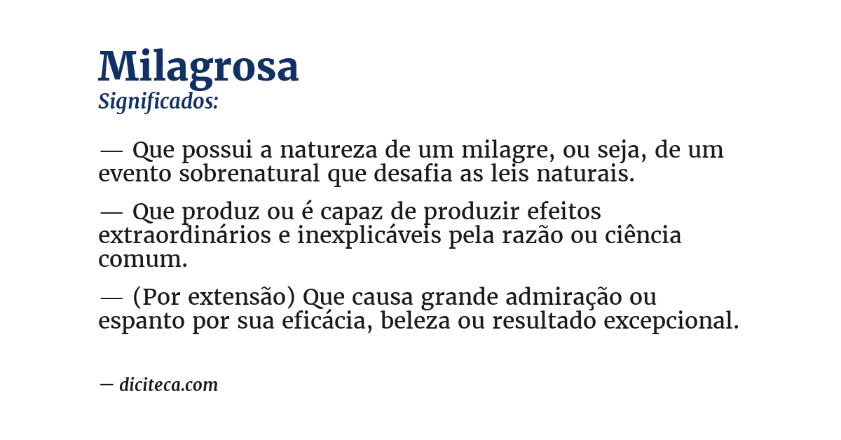 Significado de milagrosa