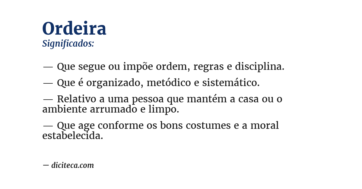 Significado de ordeira