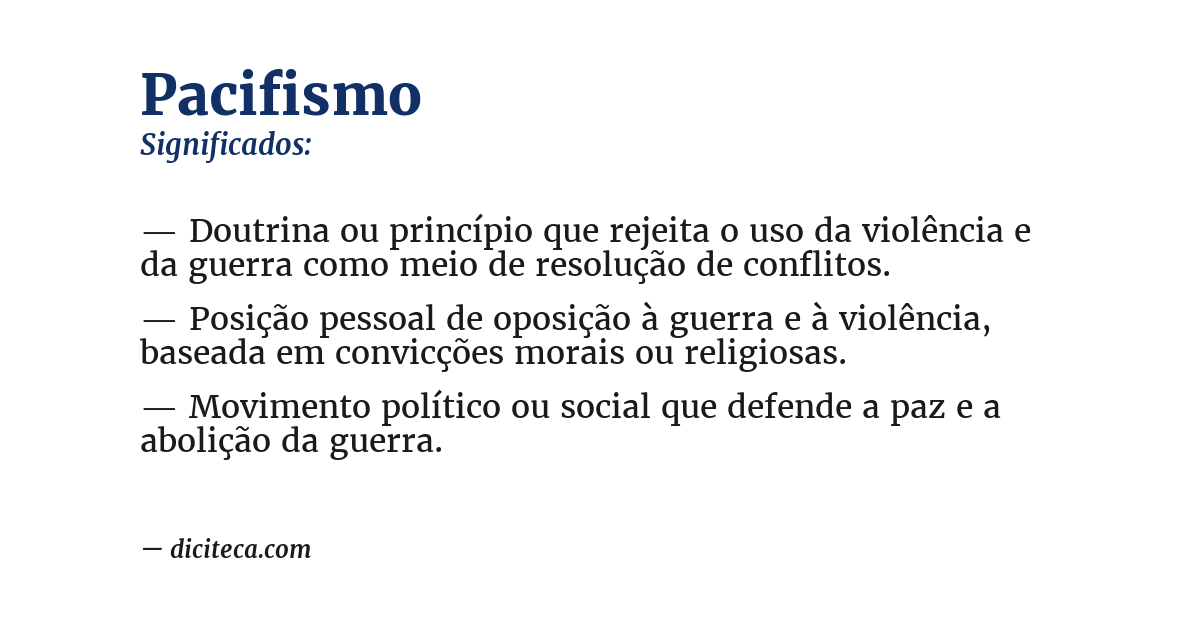 Significado de pacifismo