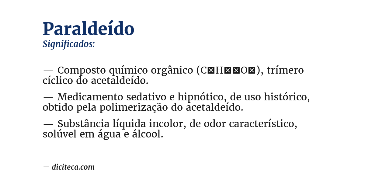 Significado de paraldeído