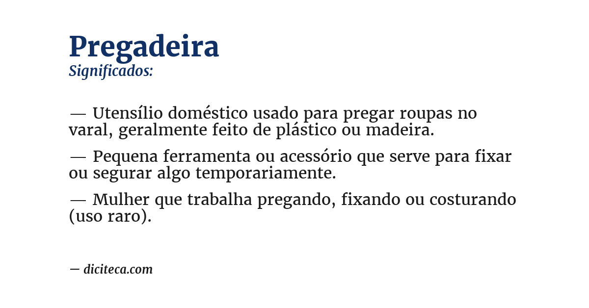 Significado de pregadeira