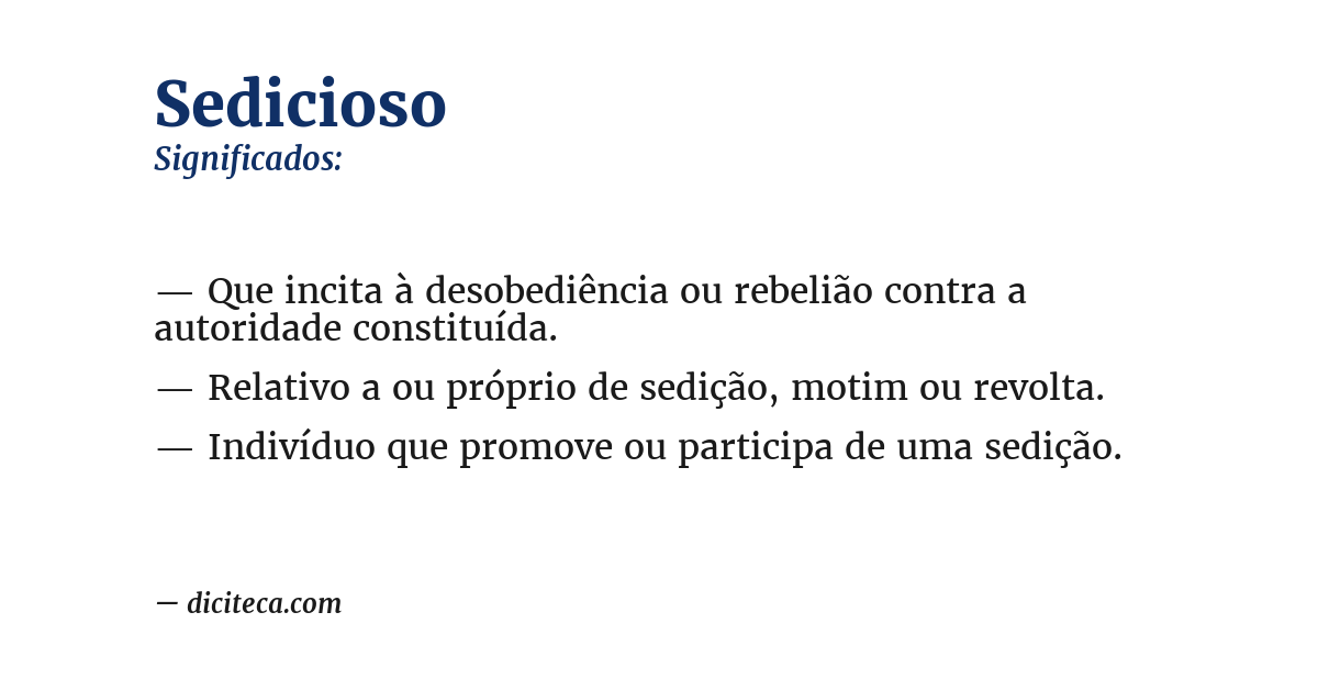 Significado de sedicioso