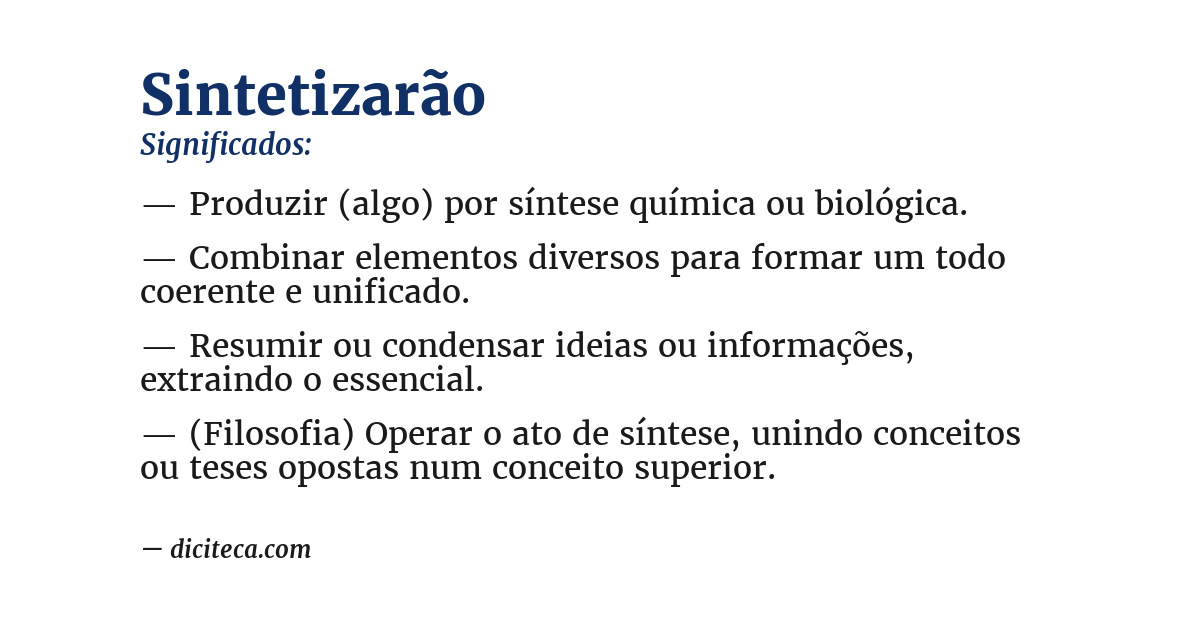 Significado de sintetizarão