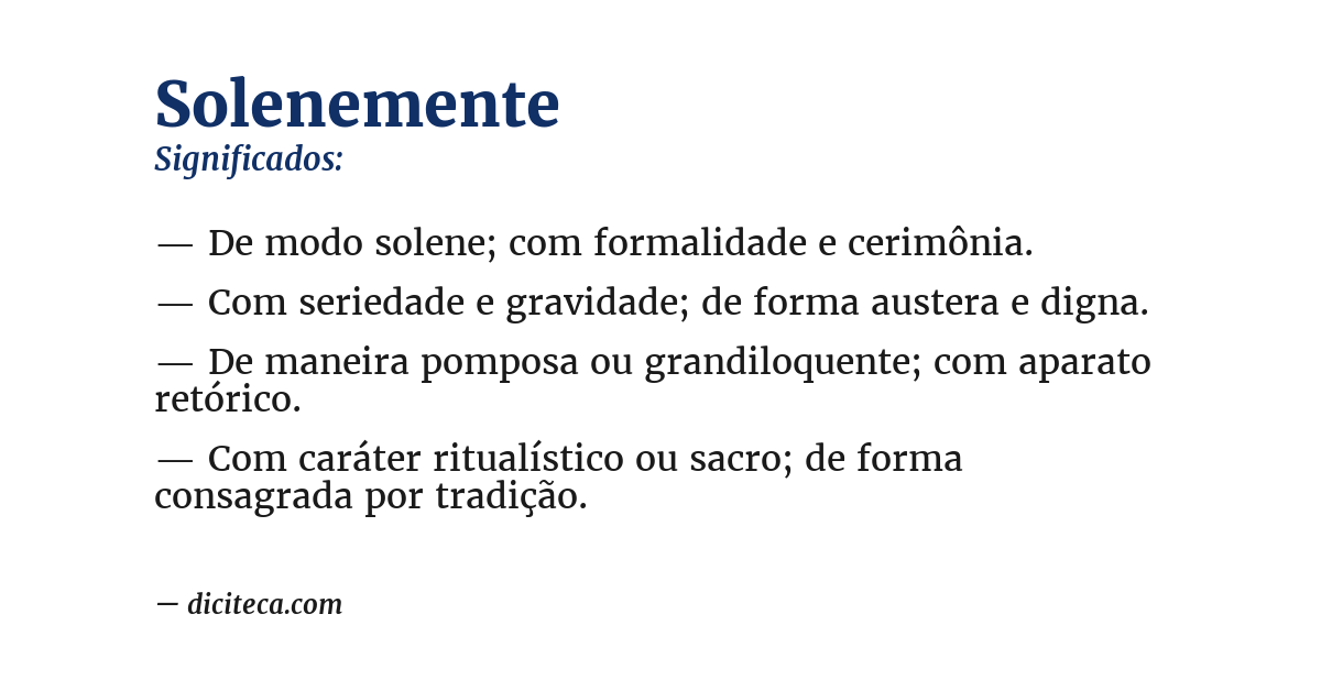 Significado de solenemente