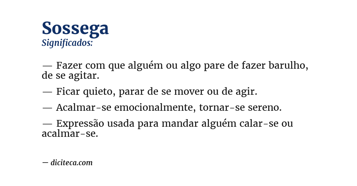 Significado de sossega