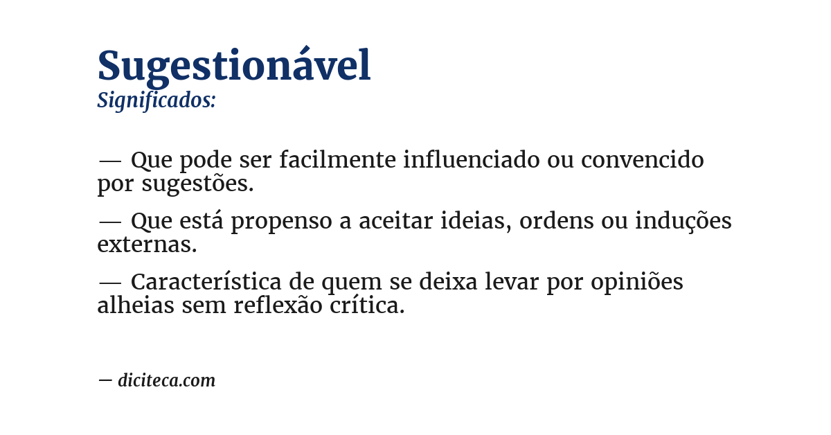 Significado de sugestionável