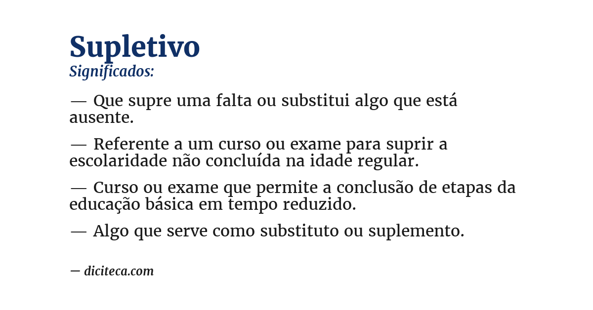 Significado de supletivo