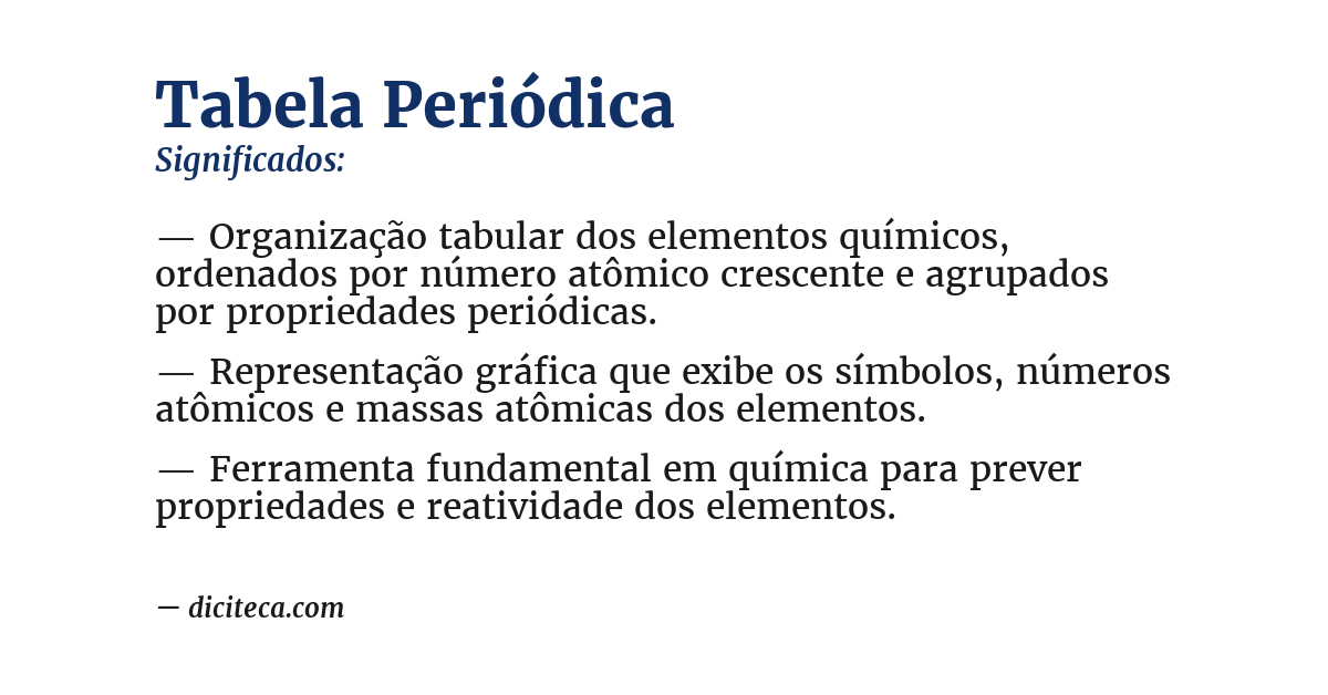 Significado de tabela periódica