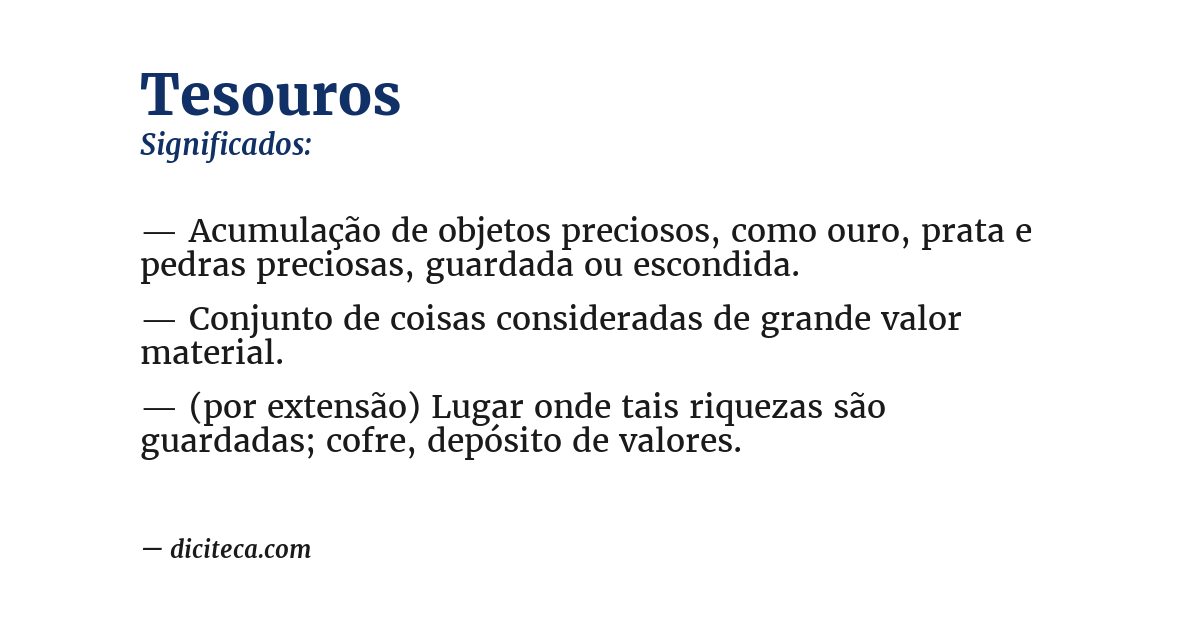 Significado de tesouros