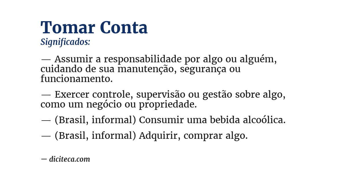 Significado de tomar conta