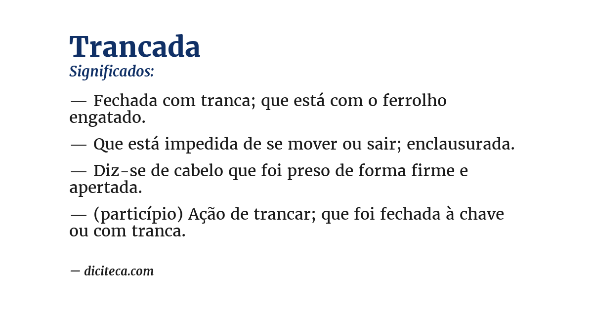 Significado de trancada