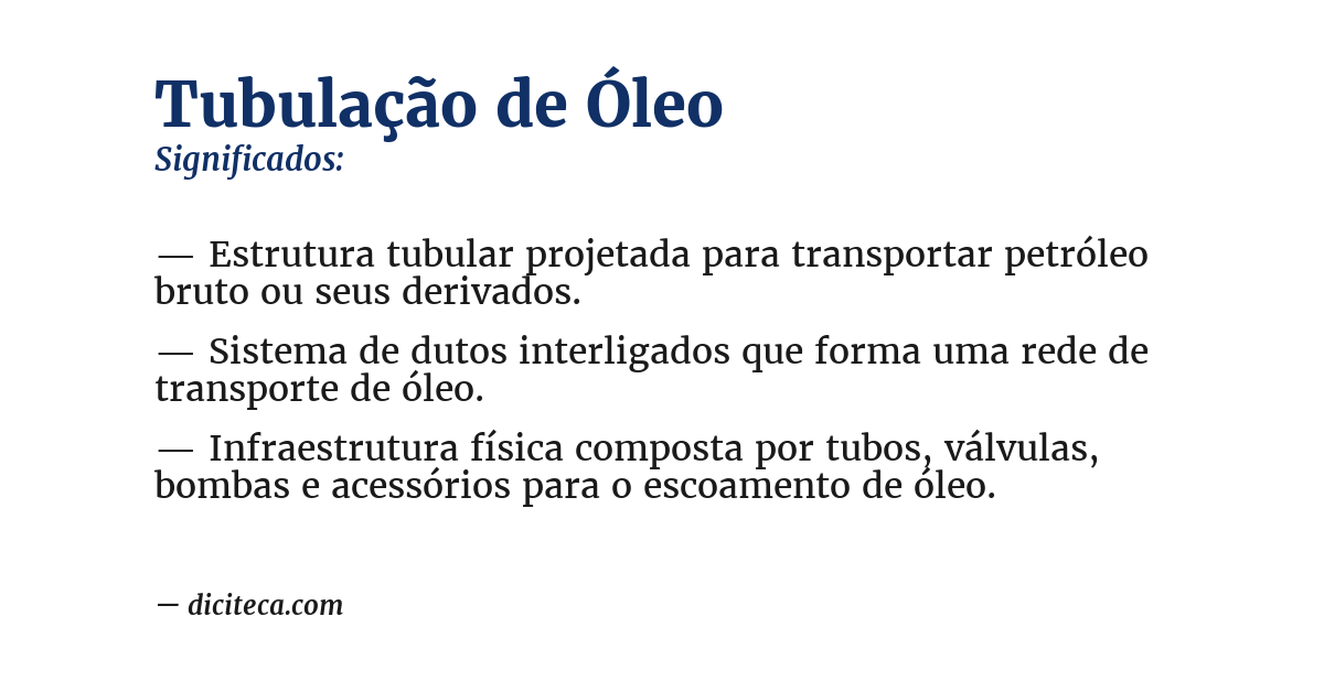 Significado de tubulação de óleo