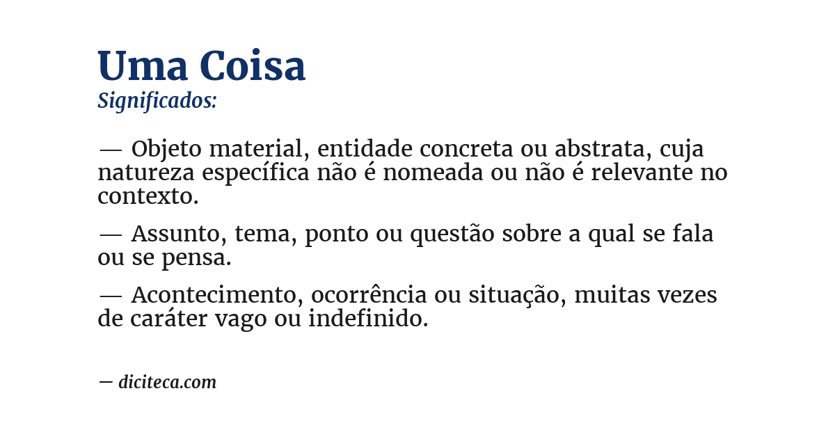 Significado de uma coisa