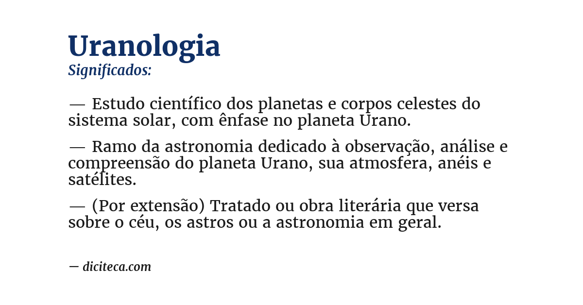 Significado de uranologia