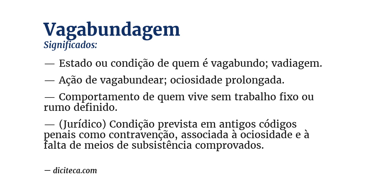 Significado de vagabundagem