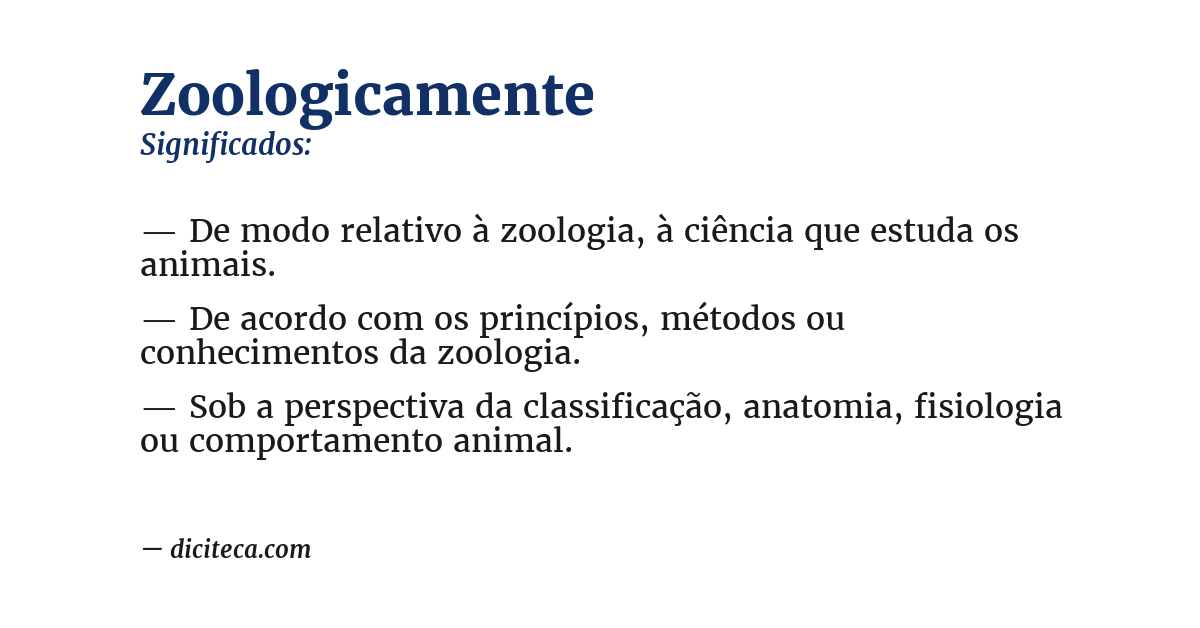 Significado de zoologicamente