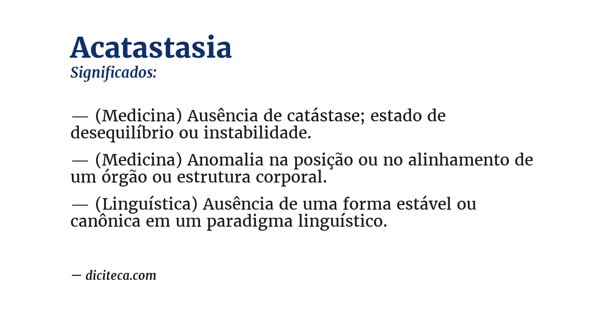 Significado de acatastasia