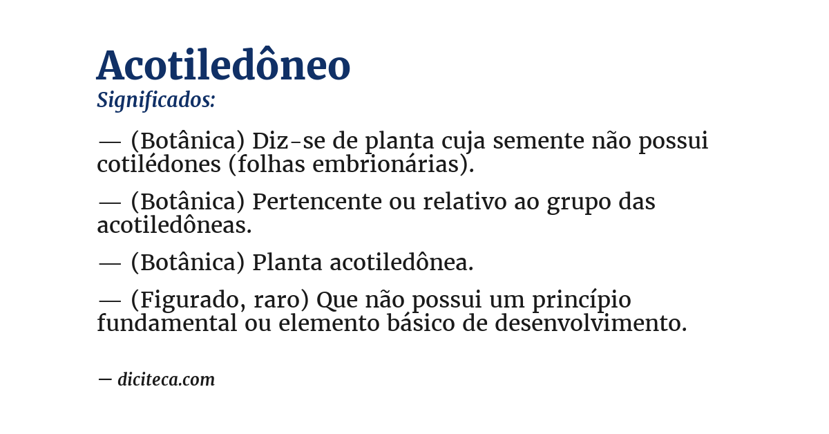 Significado de acotiledôneo