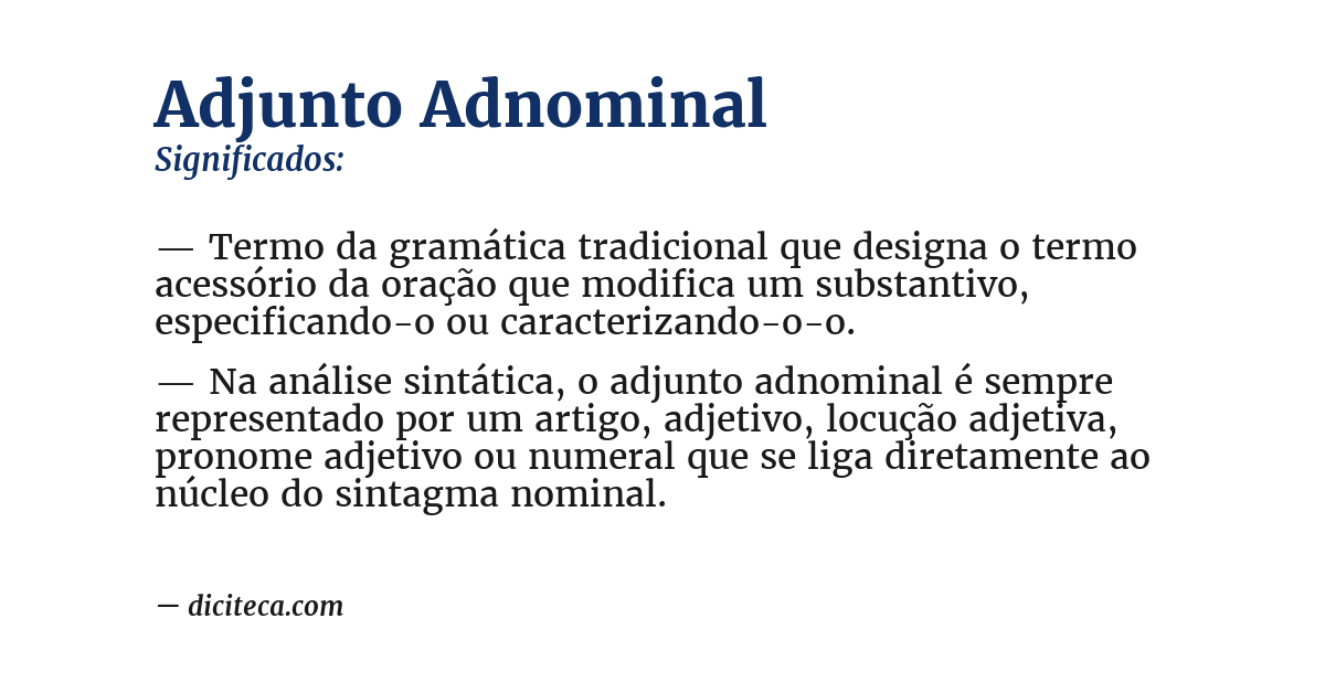 Significado de adjunto adnominal