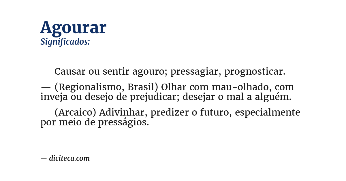 Significado de agourar
