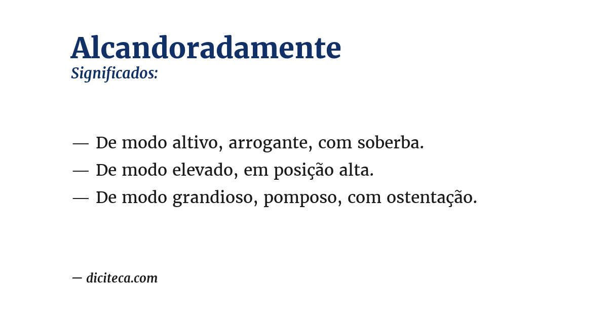 Significado de alcandoradamente