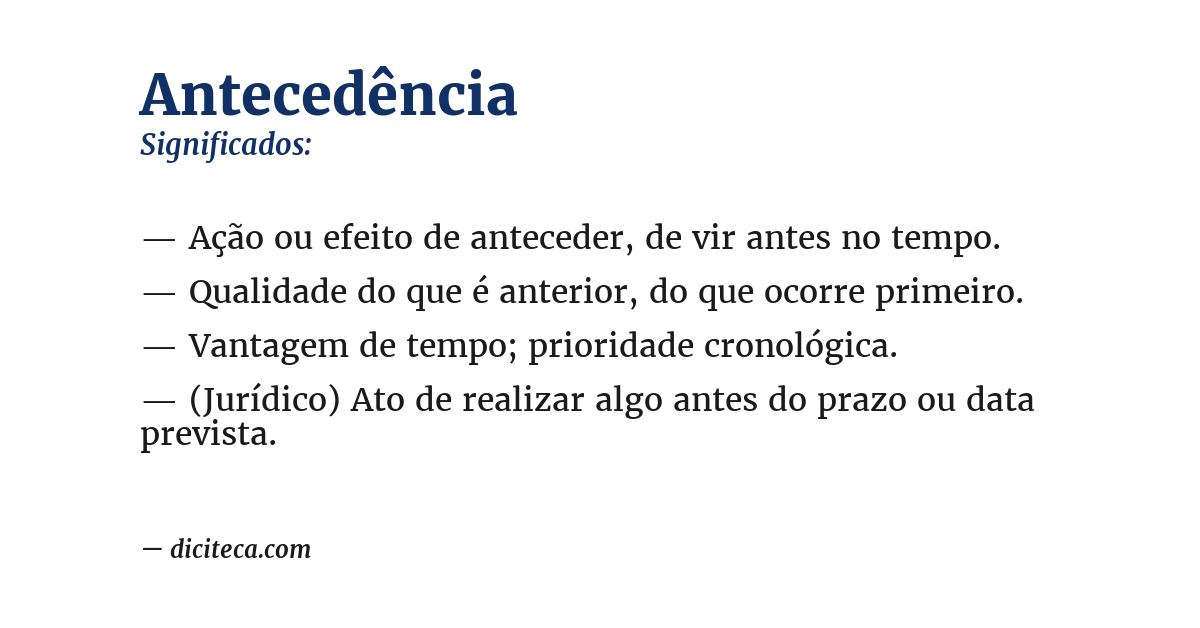 Significado de antecedência