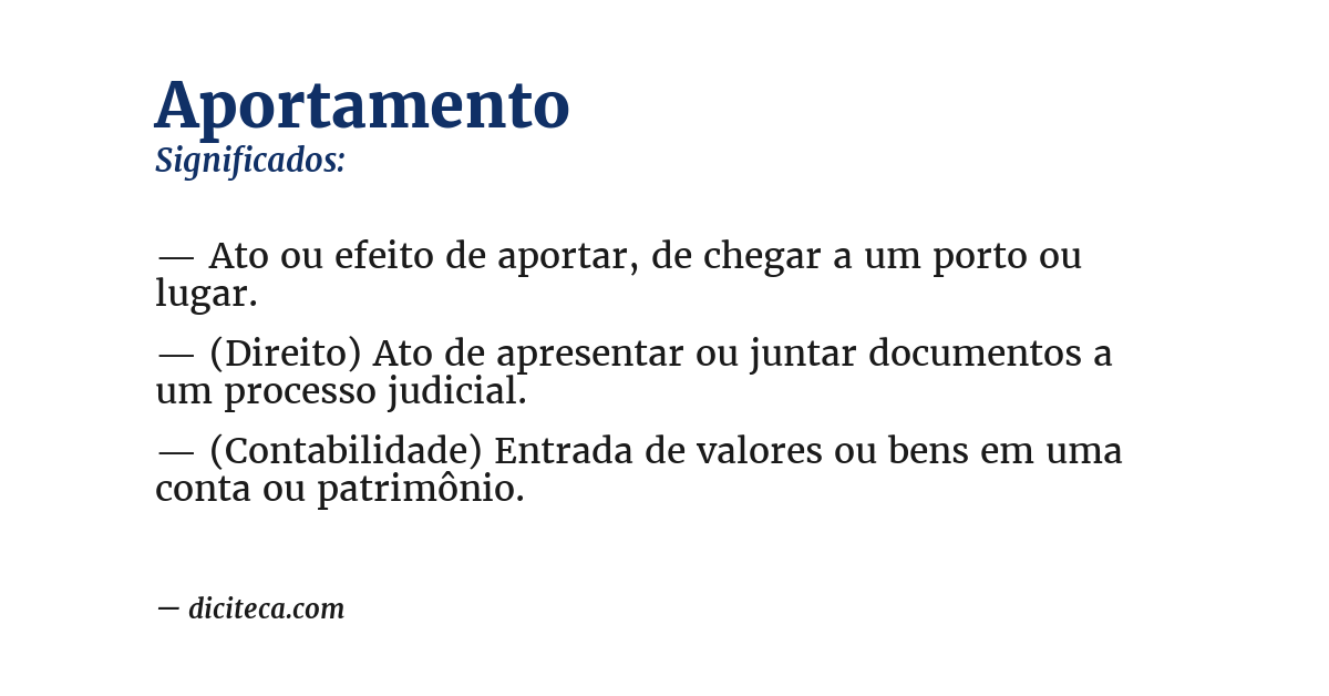 Significado de aportamento