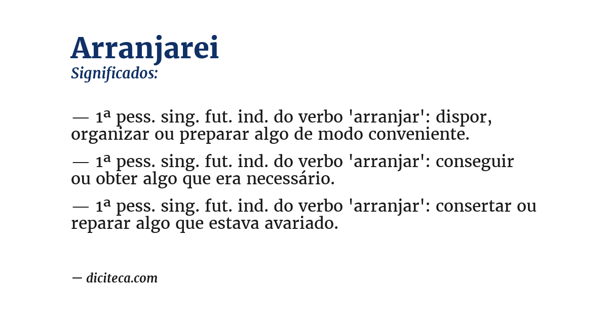 Significado de arranjarei