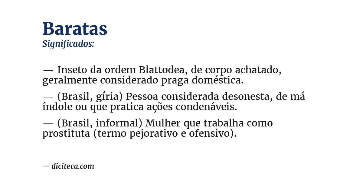 Significado de baratas