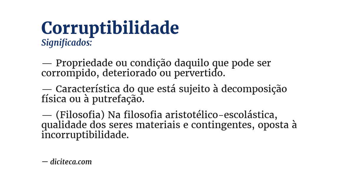 Significado de corruptibilidade