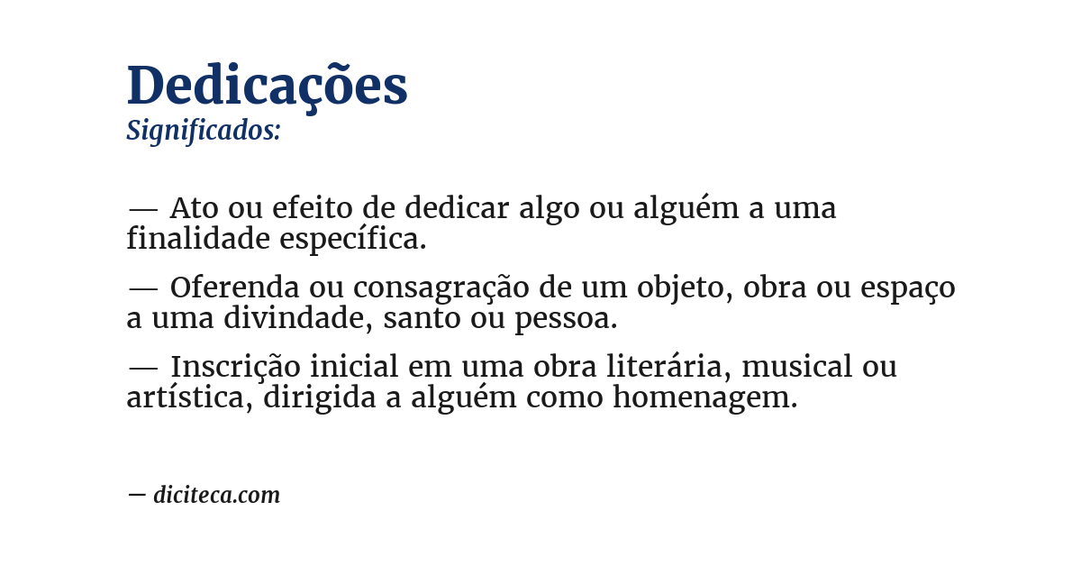 Significado de dedicações
