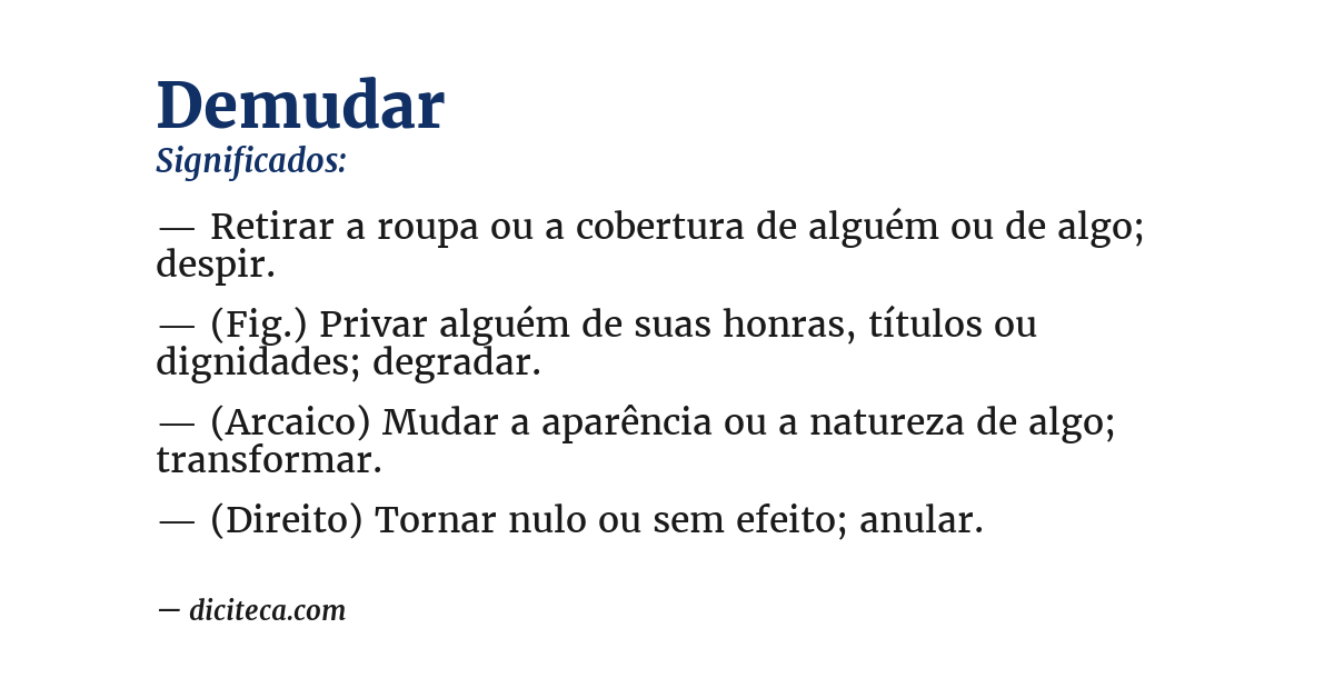 Significado de demudar