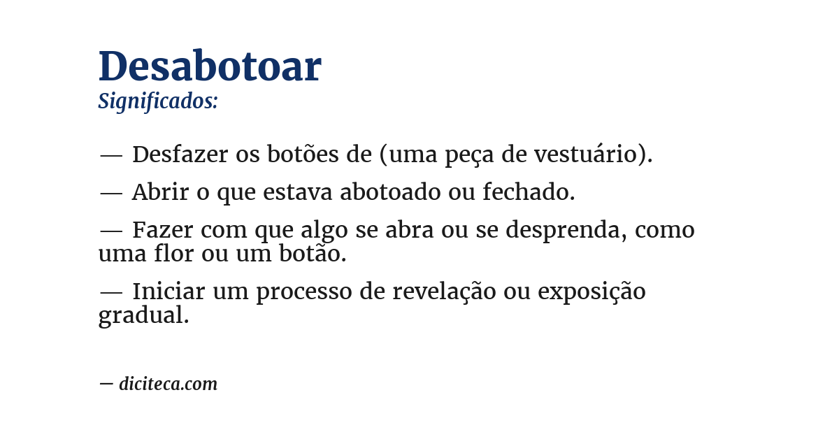 Significado de desabotoar