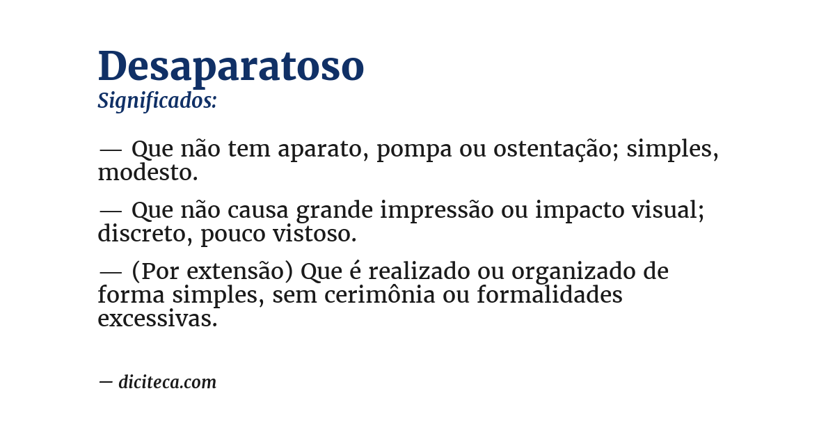 Significado de desaparatoso