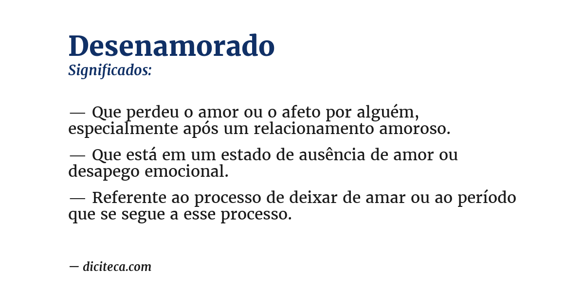 Significado de desenamorado