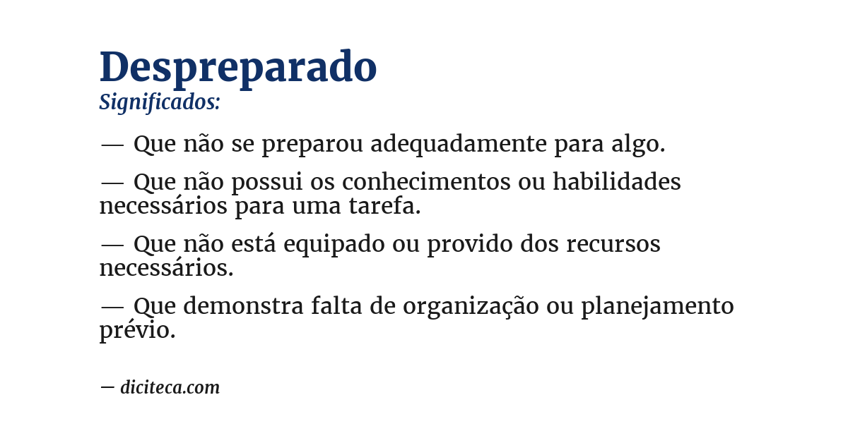 Significado de despreparado