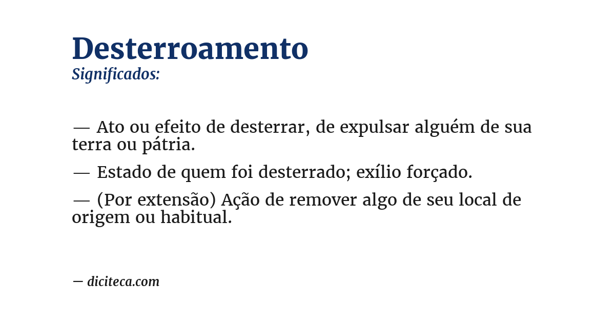 Significado de desterroamento