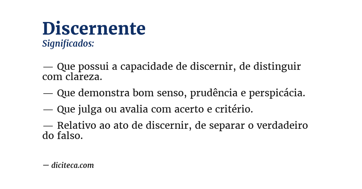Significado de discernente