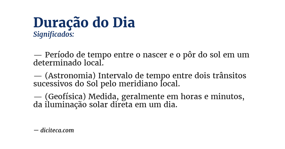 Significado de duração do dia