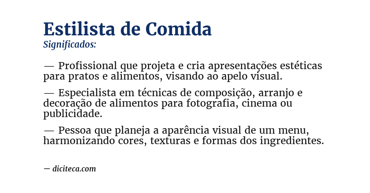 Significado de estilista de comida