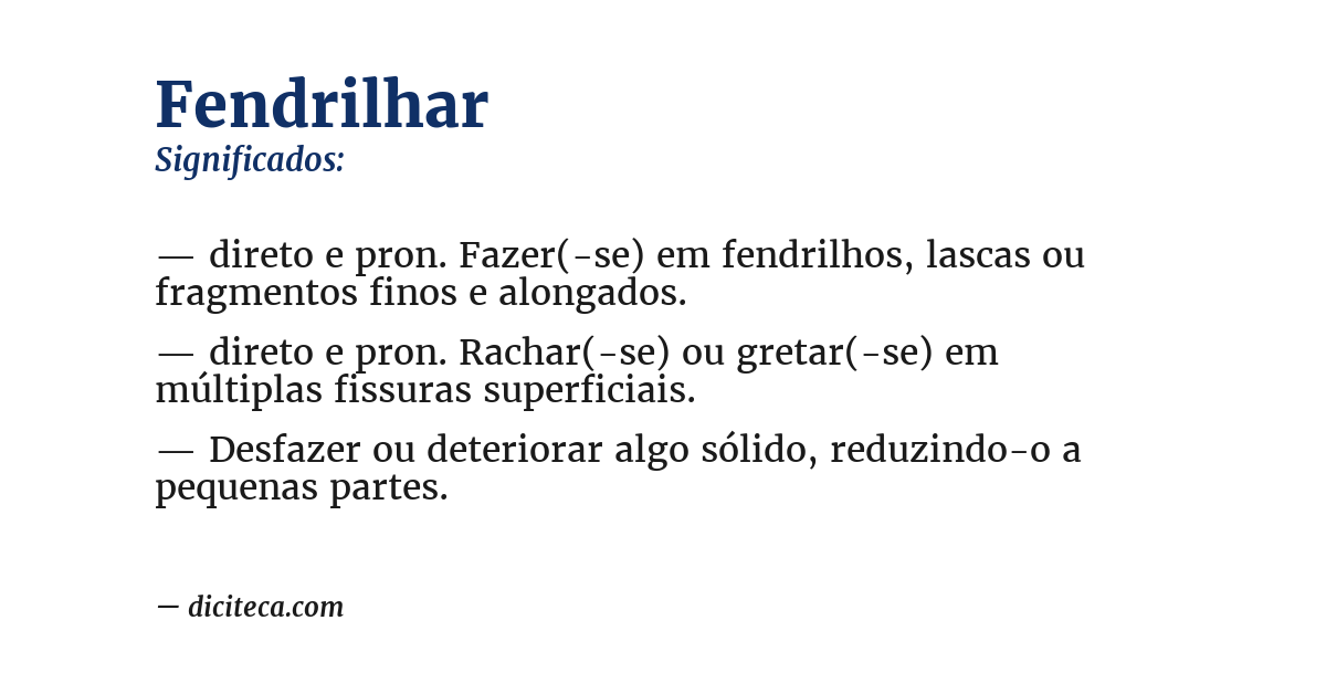 Significado de fendrilhar