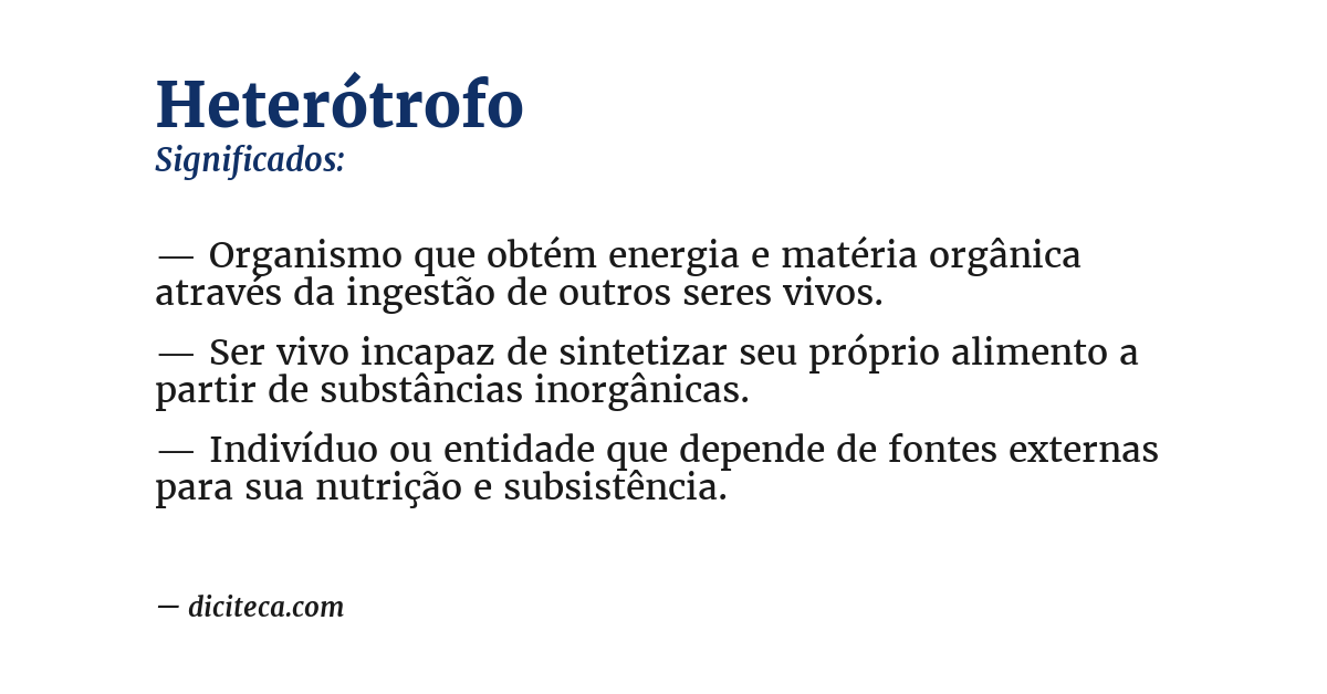 Significado de heterótrofo