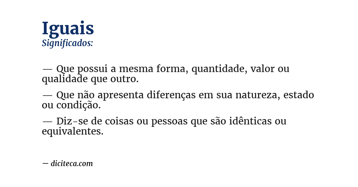 Significado de iguais