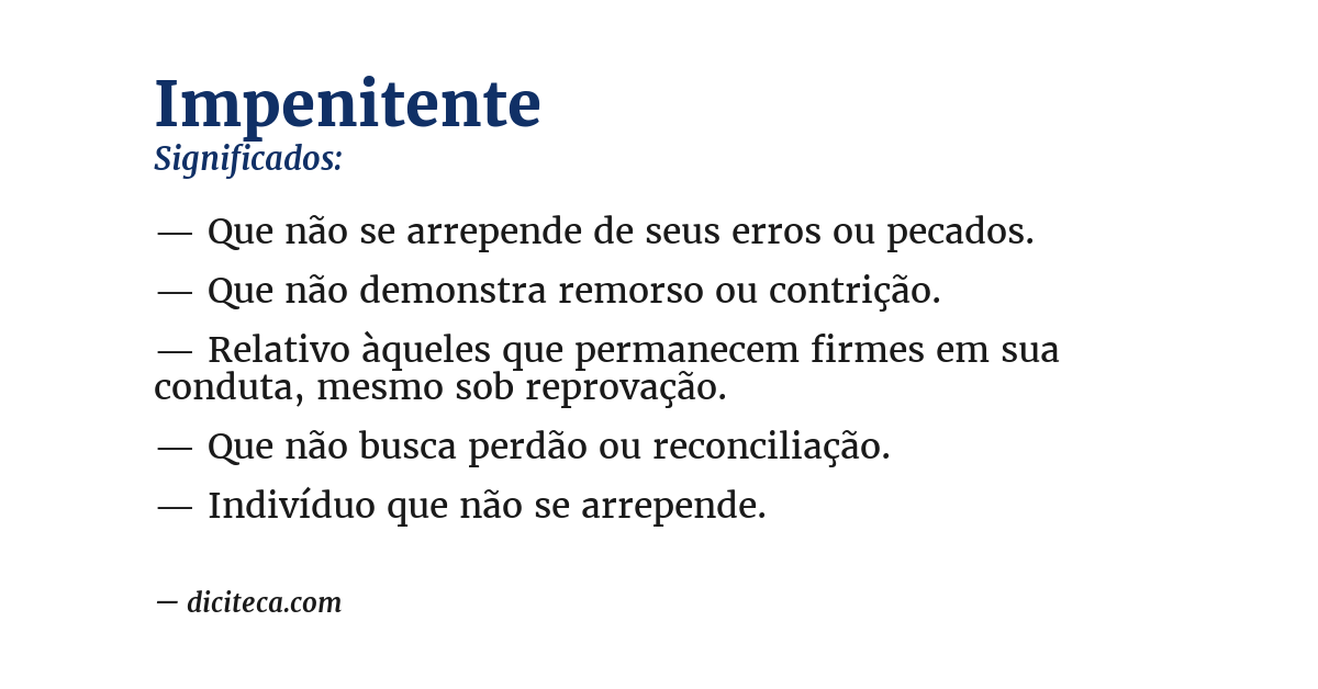 Significado de impenitente