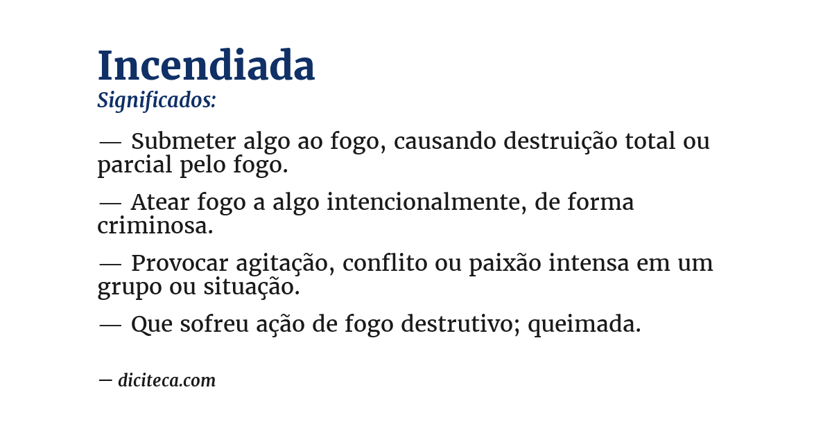 Significado de incendiada