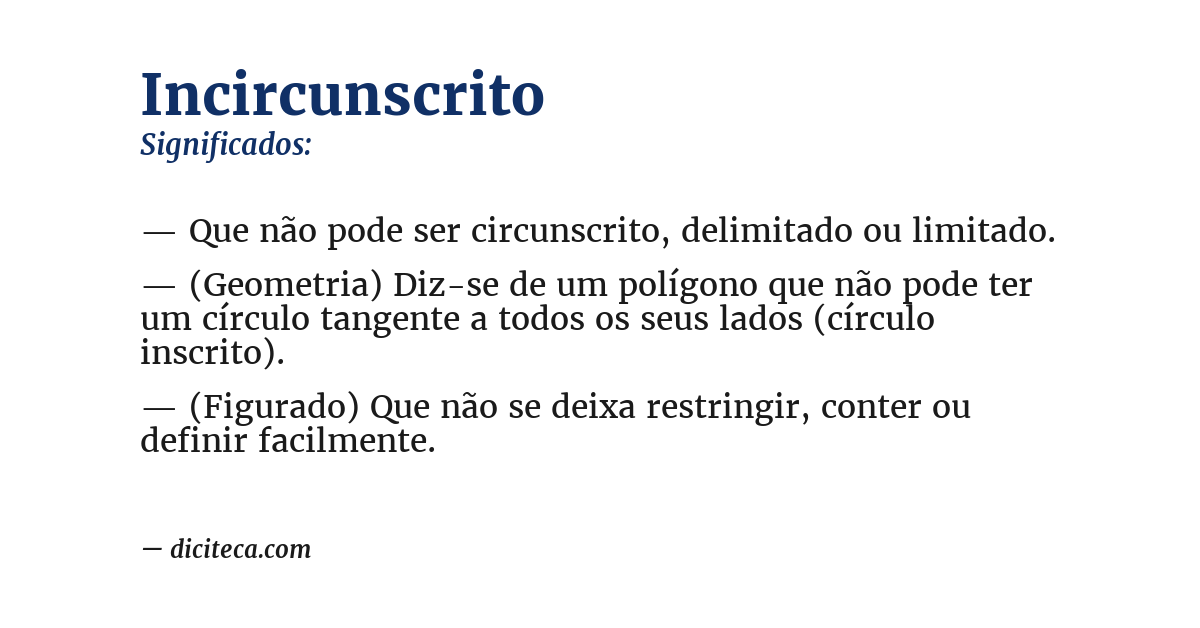 Significado de incircunscrito