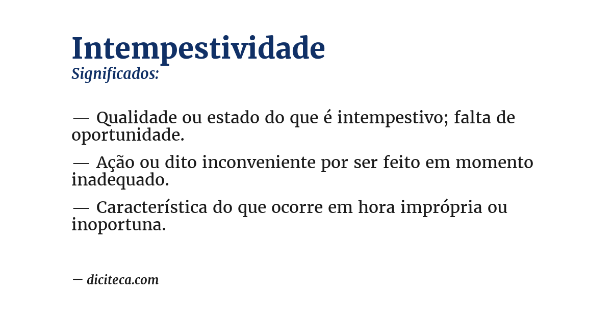 Significado de intempestividade