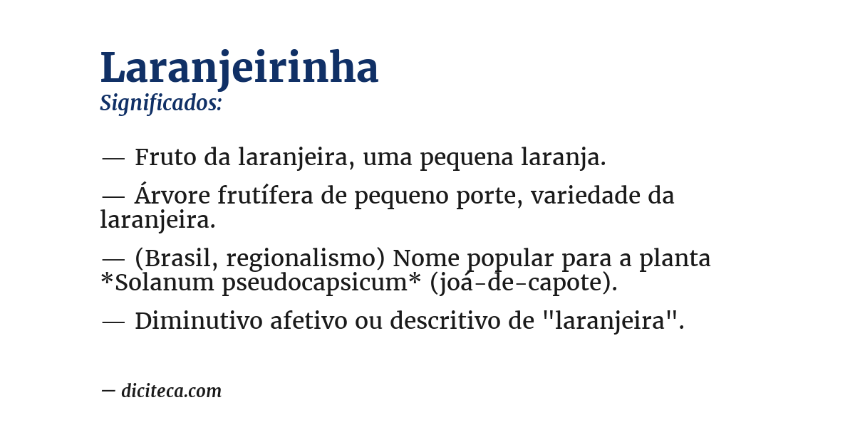 Significado de laranjeirinha